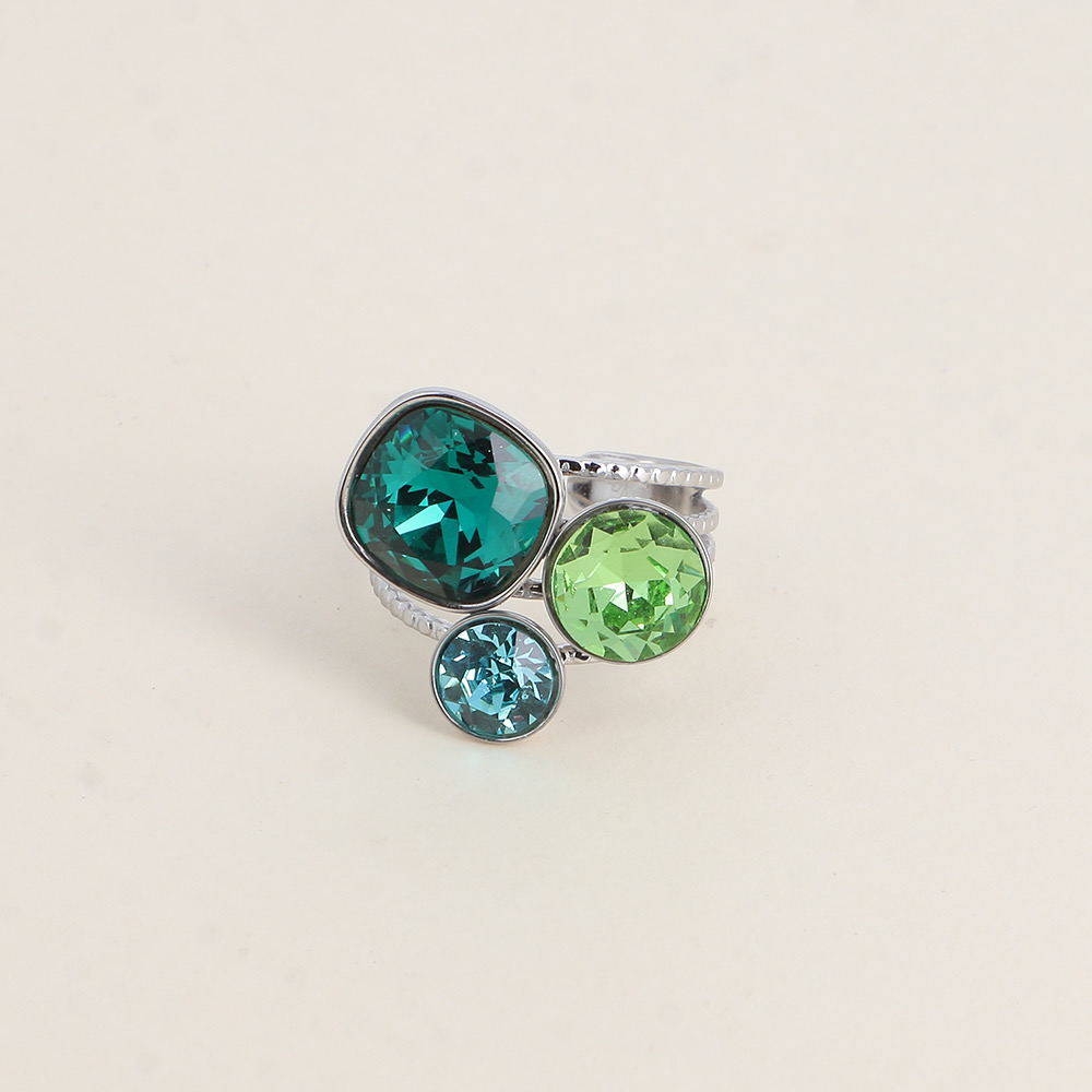 Trilogy Ring - Silver Emerald Green