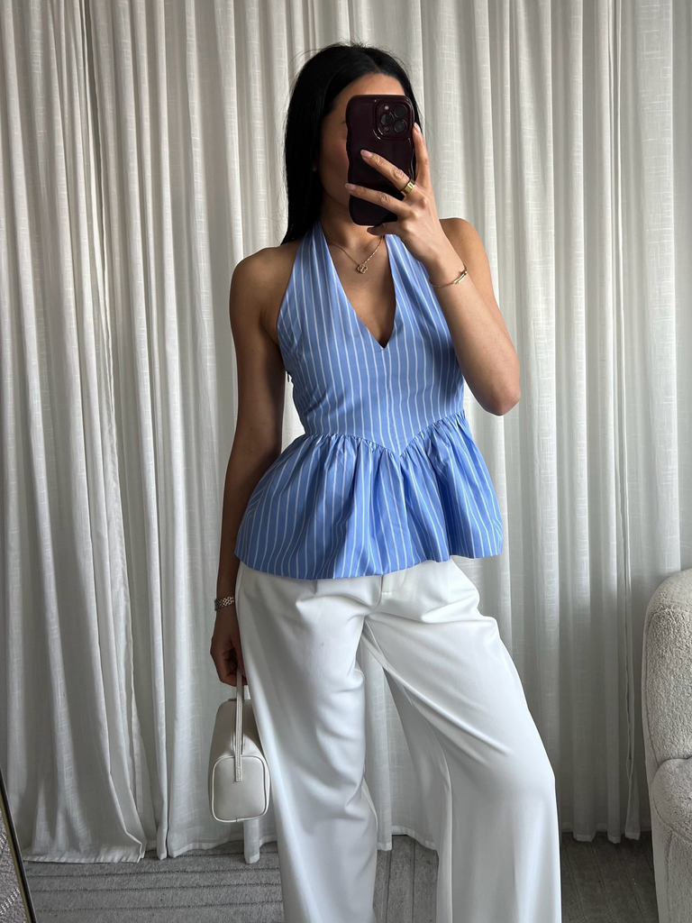 Striped Cotton Halter Top
