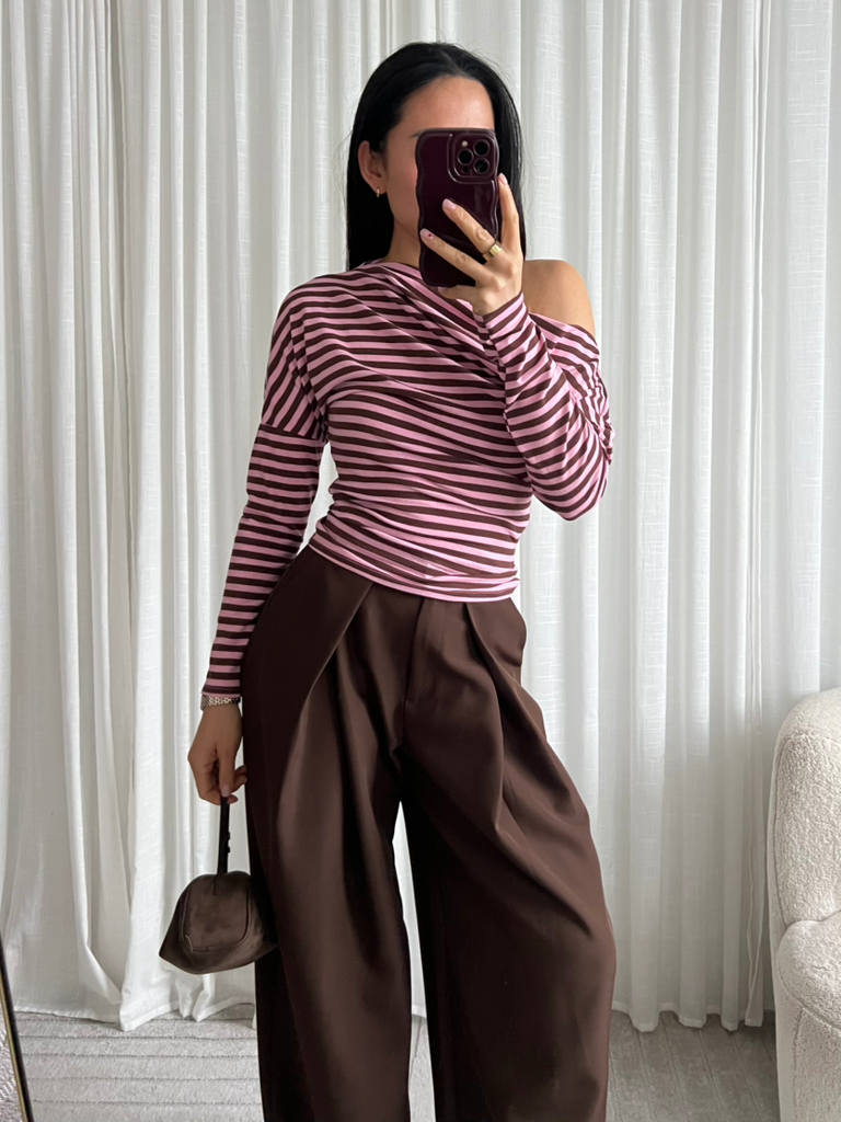 Off shoulder Top Pink/ Brown