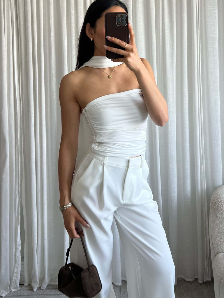 Scarf Strapless Top White (S)