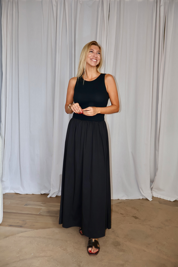 Poplin Maxi Dress Black (S)
