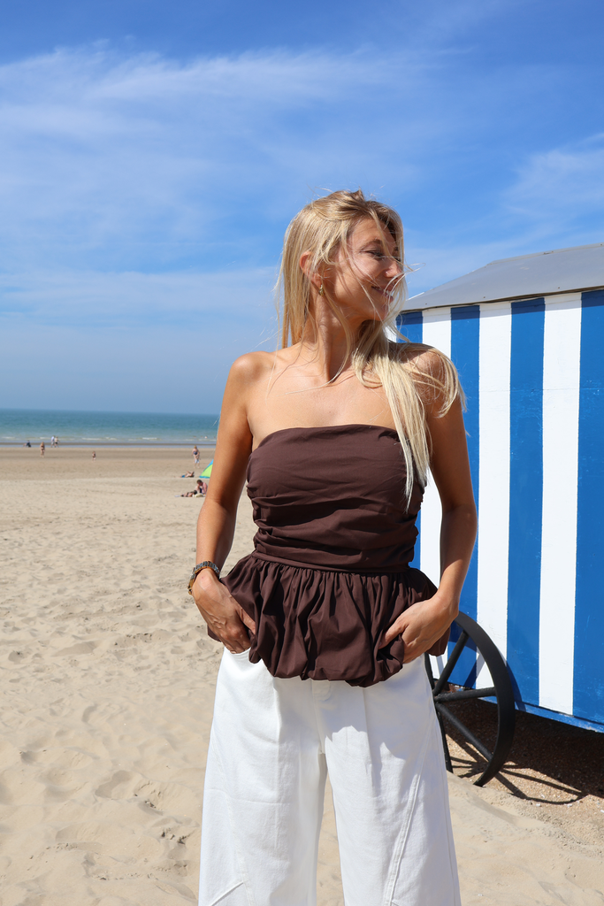 Top Poplin Peplum Top (S)