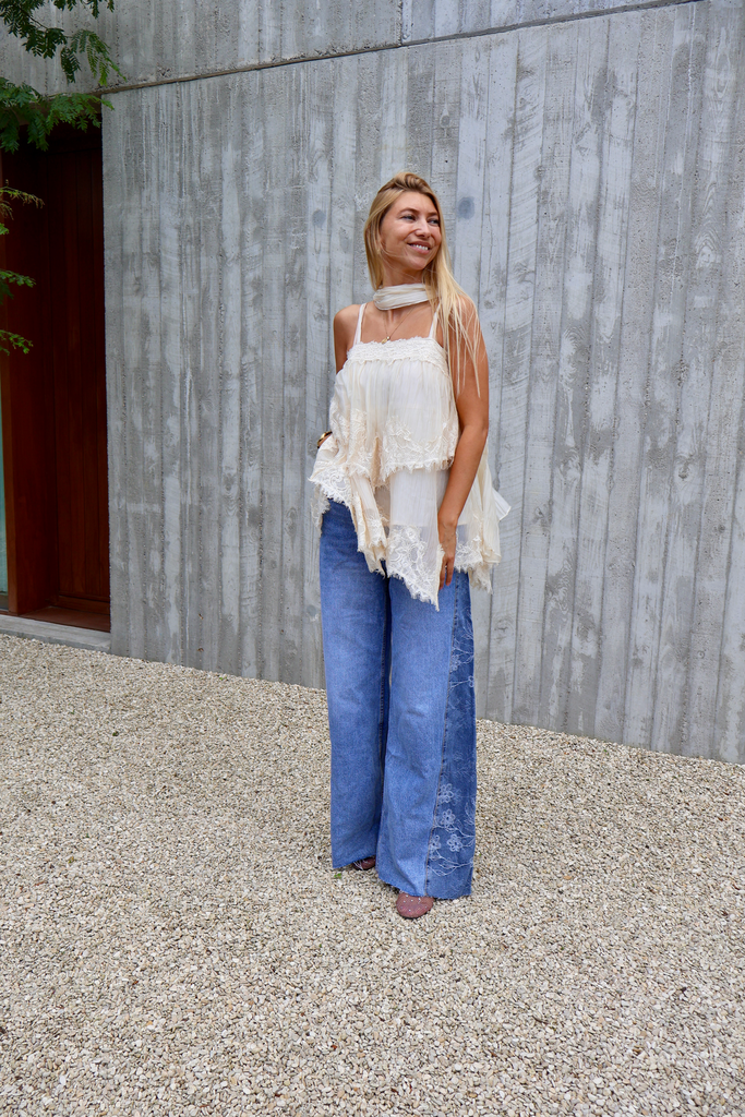 Jeans Wide Floral Broderie (34)