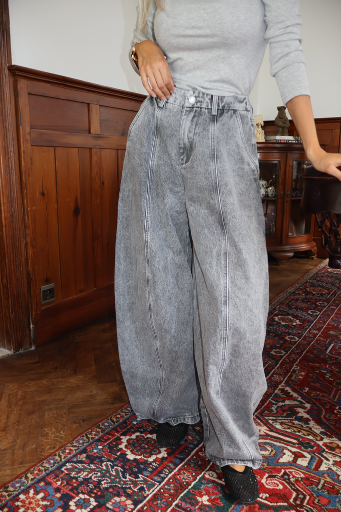 Jeans Barrel Denim Grey